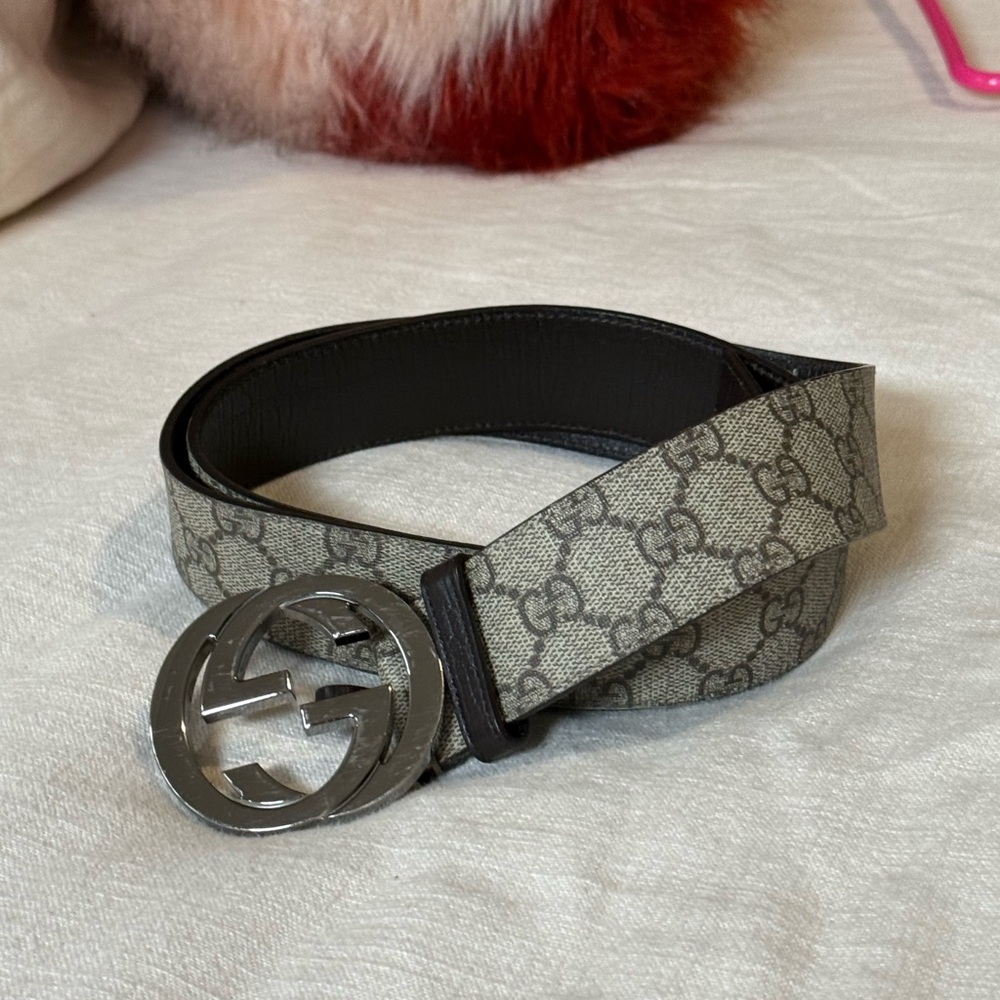Gucci Black and Gray Men's Belt